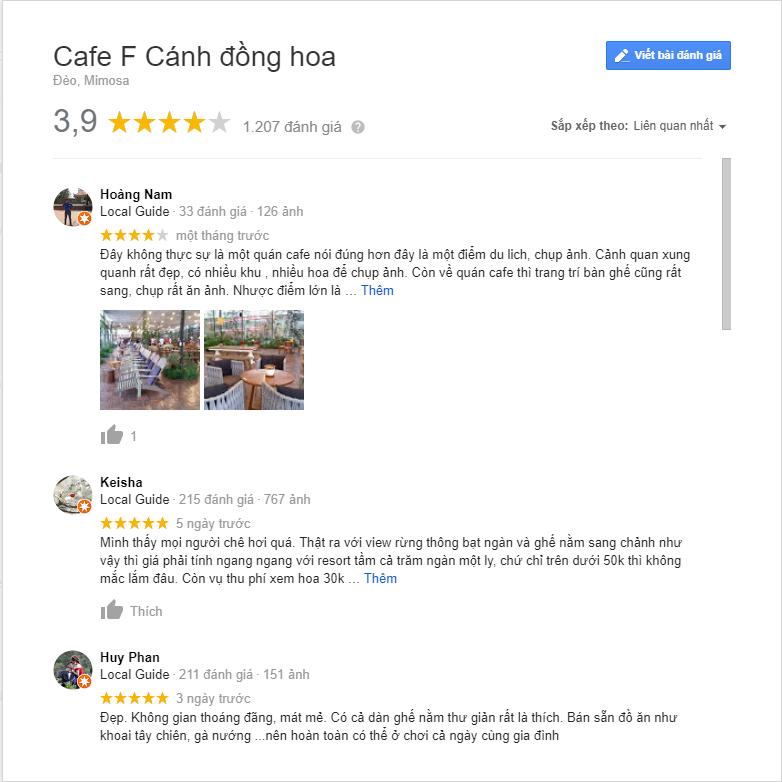 review f cafe cánh đồng hoa đà lạt