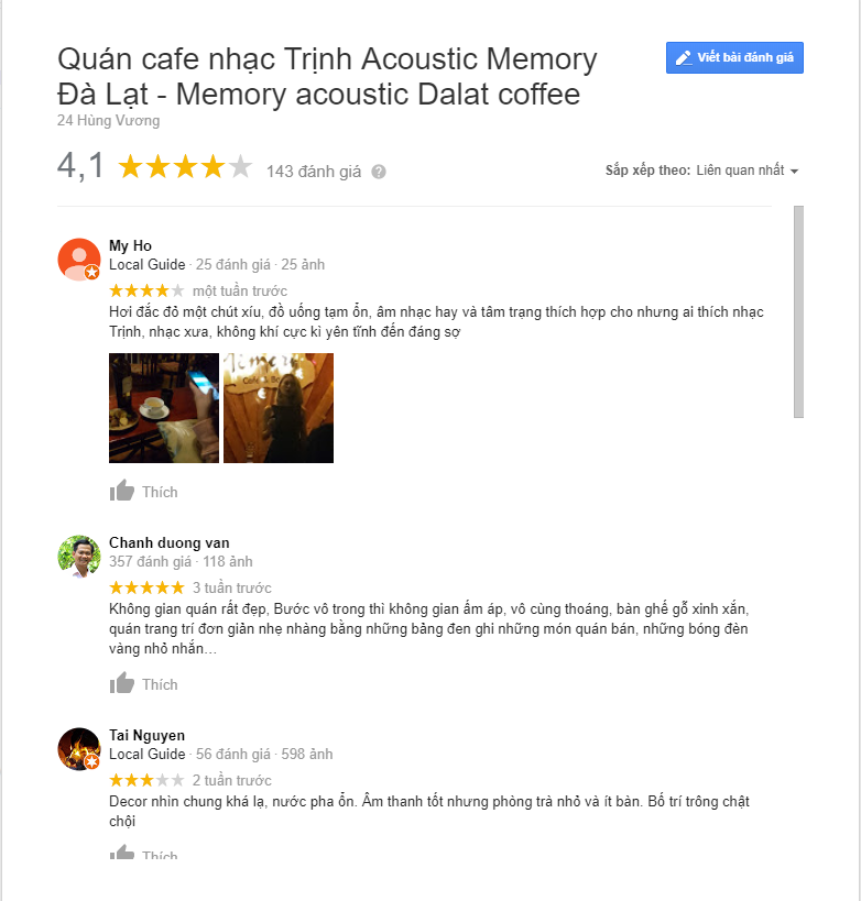 review quán cafe memory đà lạt phố