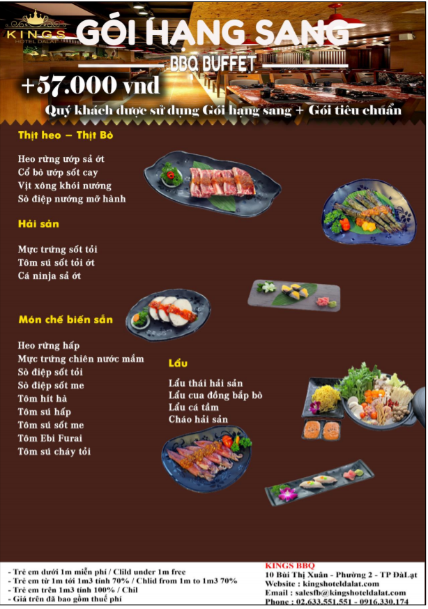 menu kings bbq đà lạt