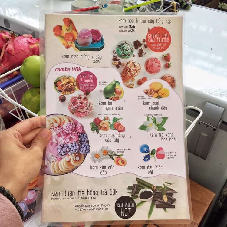 menu xưởng kem hoa