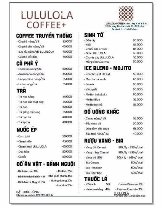lululola coffee menu